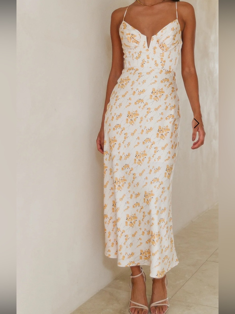 Hello Molly Midi Dress with Yellow Floral Print